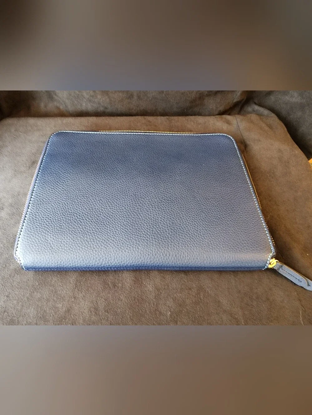 Draper James Navy Blue Pebbled Leather 11” iPad Tablet Case Zip Tech Sleeve